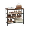 Rustic Brown Shoe Storage Rack with Fabric Shelves