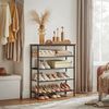 Brown Shoe Storage Rack with 4 Fabric Shelves