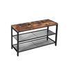 Industrial Brown Shoe Rack with Mesh Shelves