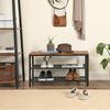 Industrial Brown Shoe Rack with Mesh Shelves