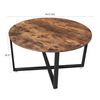 Industrial Round Coffee Table with Metal Frame