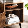 Rustic Brown Nightstand with Open Shelf & Cabinet
