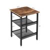 Industrial Side Table with 2 Adjustable Shelves