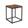 Rustic Brown Small Square End Table with Metal Frame