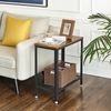 Industrial Rustic Brown Side Table with Mesh Shelf