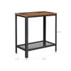Industrial Rustic Brown Side Table with Mesh Shelf