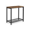 Industrial Brown Side Table with Mesh Shelf