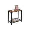 Industrial Brown Side Table with Mesh Shelf