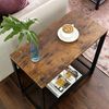 Industrial Brown Side Table with Mesh Shelf