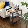 Industrial Brown Side Table with 2 Shelves