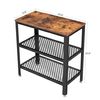 Industrial Brown Side Table with 2 Shelves