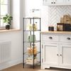 Black 5-Tier Height-Adjustable Kitchen Storage Shelf