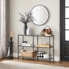 Black Frame Glass Console Table with Shelves