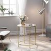 Golden Glass Round Side Table with Metal Frame