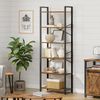 Industrial 6-Tier Bookshelf with Steel Frame