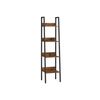Industrial Brown 4-Tier Slim Ladder Shelves with Metal Frame