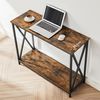 Industrial Brown Sofa Table with Metal Frame