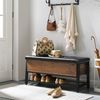 Hazelnut Brown Padded Storage Bench with Shelf