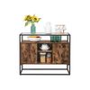 Rustic Brown & Black Industrial Cabinet with Glass Top