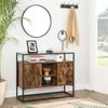 Rustic Brown & Black Industrial Cabinet with Glass Top
