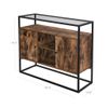 Rustic Brown & Black Industrial Cabinet with Glass Top