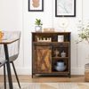 Storage Sideboard with Barn Door Rustic Brown Black