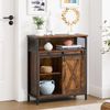 Storage Sideboard with Barn Door Rustic Brown Black