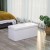White Storage Ottoman Bench with Padded Seat