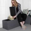 Grey Storage Ottoman Bench with Fabric Surface