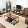 Rustic Brown & Black Open Storage TV Stand Table