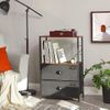 Black & Brown Nightstand with 2 Fabric Drawers