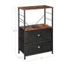 Black & Brown Nightstand with 2 Fabric Drawers