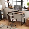 Walnut Brown & Black Computer Desk with 8 Hooks