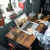 Industrial Brown Foldable Computer Desk with Hooks