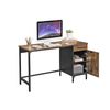 Industrial Rustic Brown Computer Desk with Side Cabinet
