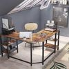 Rustic Brown & Black Industrial 4 Shelves Computer Desk