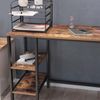 Rustic Brown & Black Industrial 4 Shelves Computer Desk