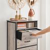 Greige & Black Small Dresser with 4 Fabric Drawers