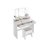 White Makeup Vanity Set with Foldable Mirror