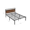 Brown & Black Full Size Metal Bed Frame with Headboard