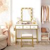 White & Gold Makeup Vanity Set with Mirror & Lights
