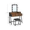 Industrial Brown Makeup Table with LED Lights