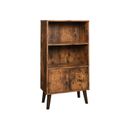 Freestanding Retro Brown Bookcase with Cabinet