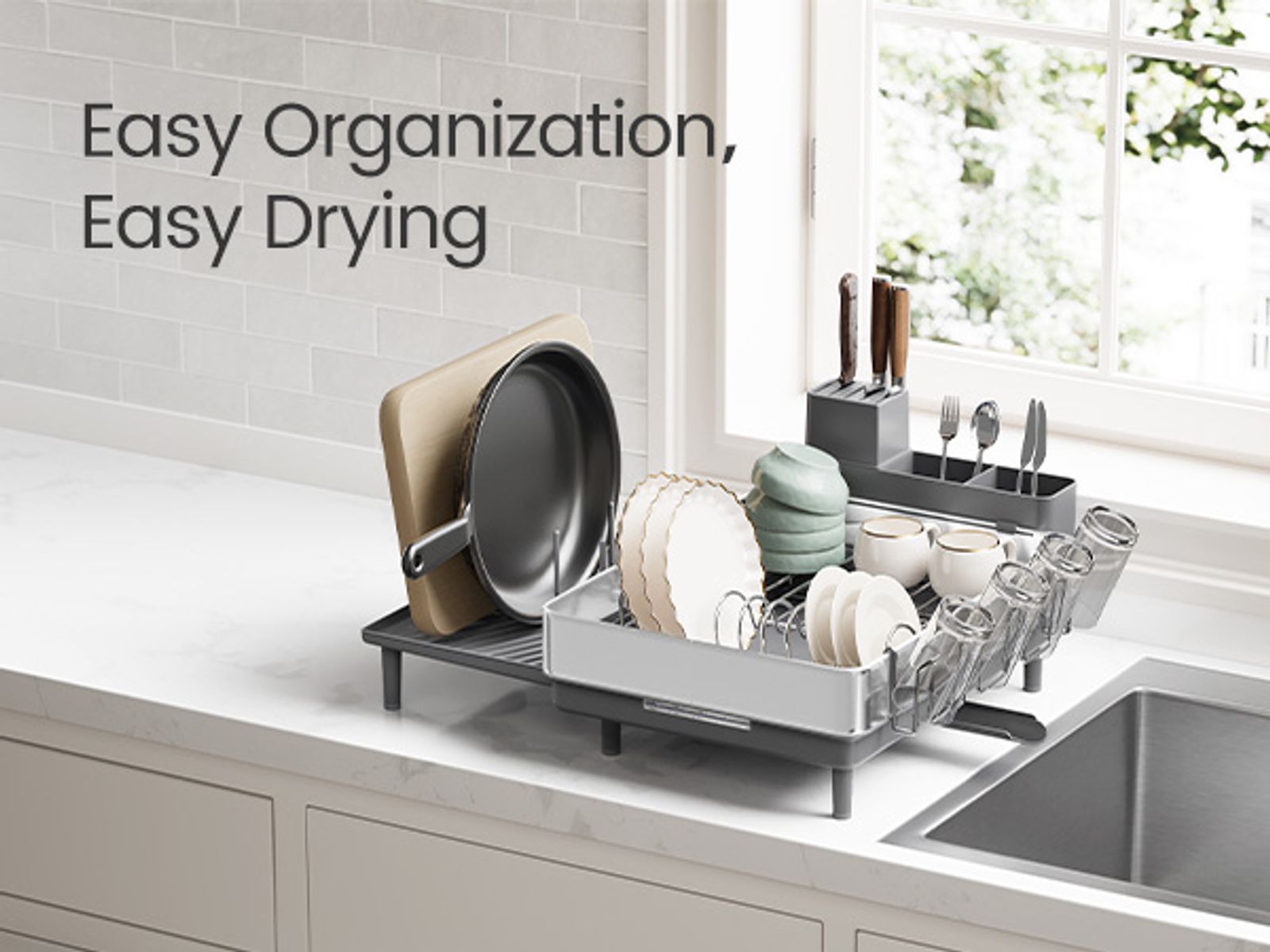 Kitchen Simplehuman Dish Simplehuman Dish Rack With Utensil Holder