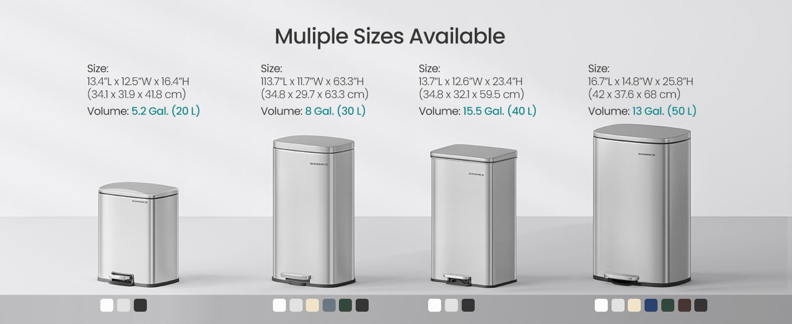 SONGMICS 13 Gallon Step Open Trash Can - Thumbnail 4