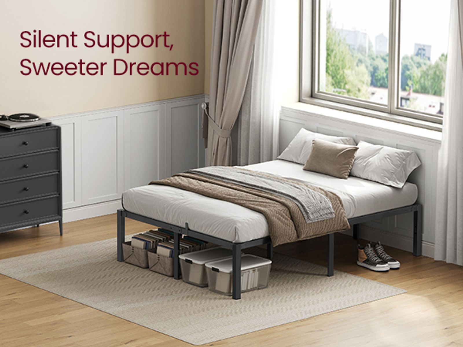 Amazon.com: MUTICOR Upholstered Queen Size Platform Bed