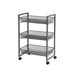 Gray Small Storage Cart with 3 Baskets