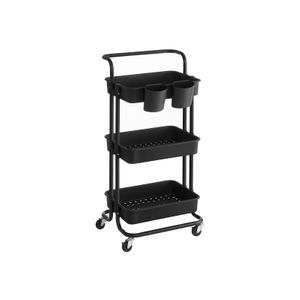 White UBSC60WT SONGMICS 3-Tier Metal Rolling Cart Office Kitchen Cart with Adjustable Shelves Easy Assembly for Kitchen Utility Cart Bathroom Storage Trolley with 2 Brakes