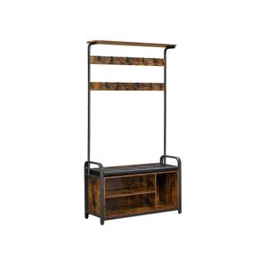 Industrial Free Standing Coat Rack with Padded Bench