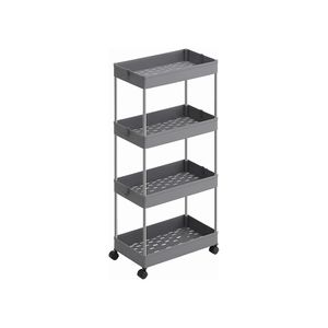 Gray 4-Tier Slim Rolling Cart for Storage